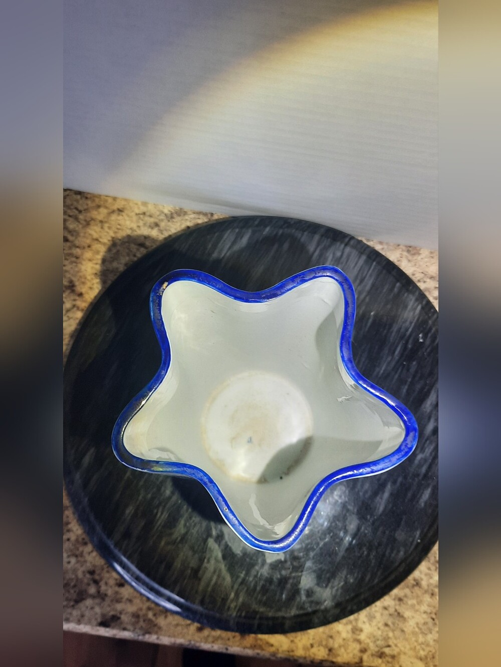 Mid-century Blue Floral Ceramic Vase - Picture 4 of 8